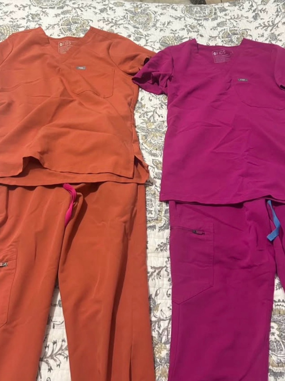 Figs Women's Scrub Set in Rust and Magenta